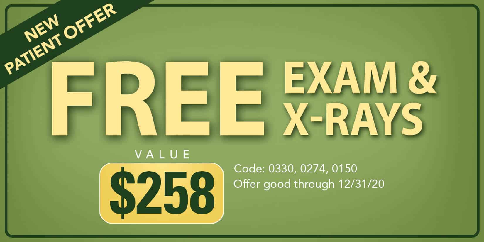 Free exam and xray